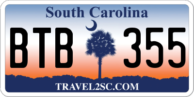 SC license plate BTB355