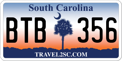 SC license plate BTB356