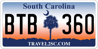 SC license plate BTB360