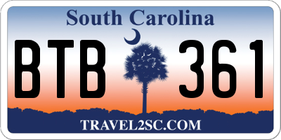 SC license plate BTB361