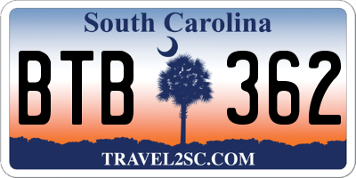 SC license plate BTB362