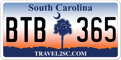 SC license plate BTB365