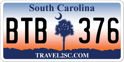 SC license plate BTB376