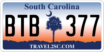 SC license plate BTB377