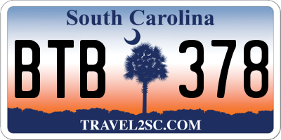SC license plate BTB378