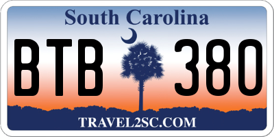 SC license plate BTB380