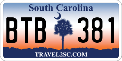 SC license plate BTB381