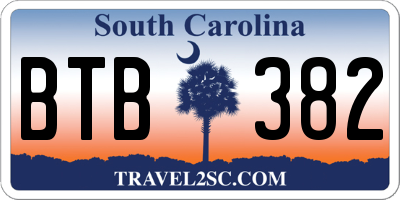SC license plate BTB382