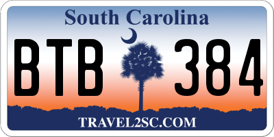 SC license plate BTB384