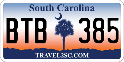 SC license plate BTB385