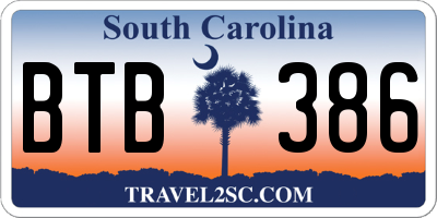 SC license plate BTB386