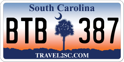 SC license plate BTB387