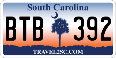 SC license plate BTB392