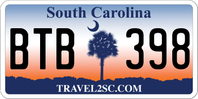 SC license plate BTB398