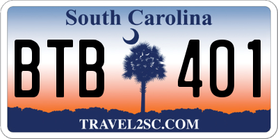 SC license plate BTB401