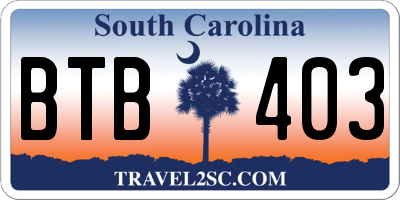 SC license plate BTB403