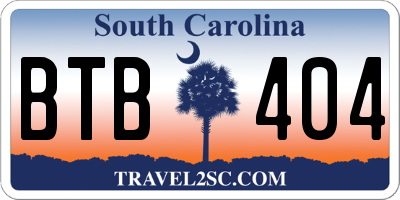 SC license plate BTB404