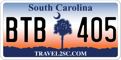 SC license plate BTB405