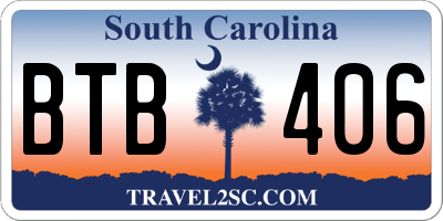 SC license plate BTB406