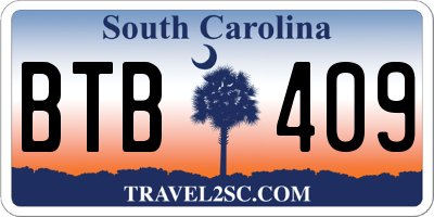 SC license plate BTB409