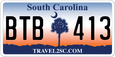 SC license plate BTB413