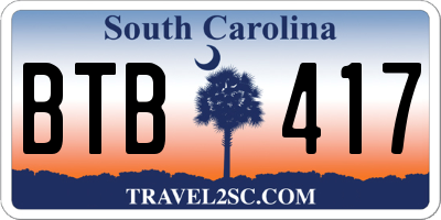 SC license plate BTB417