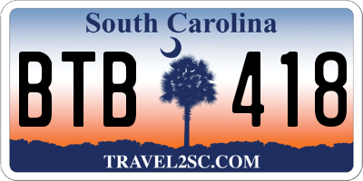 SC license plate BTB418