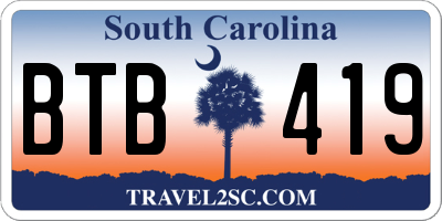 SC license plate BTB419