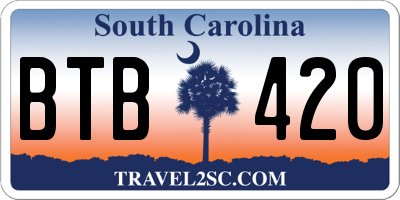 SC license plate BTB420