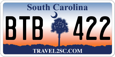SC license plate BTB422