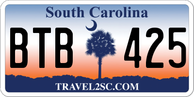 SC license plate BTB425