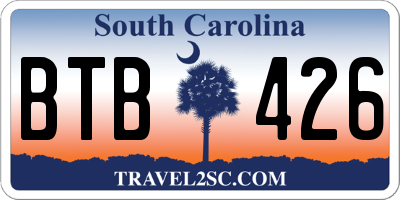 SC license plate BTB426