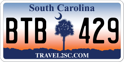 SC license plate BTB429