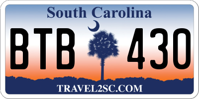 SC license plate BTB430