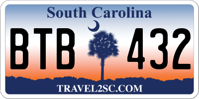 SC license plate BTB432