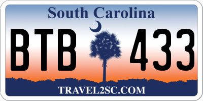 SC license plate BTB433