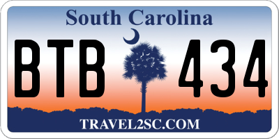SC license plate BTB434