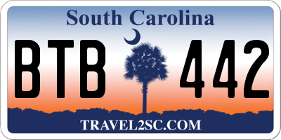 SC license plate BTB442