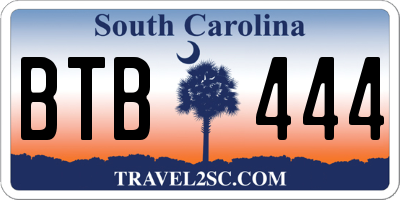 SC license plate BTB444