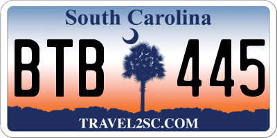 SC license plate BTB445