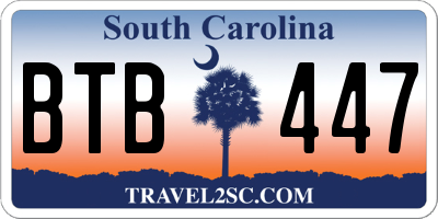 SC license plate BTB447