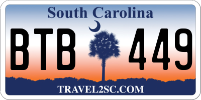 SC license plate BTB449