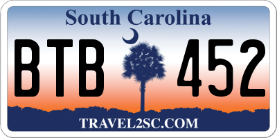 SC license plate BTB452