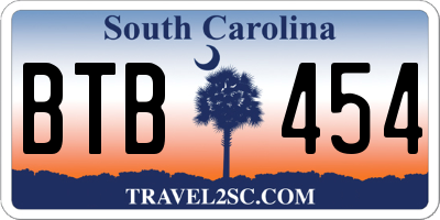 SC license plate BTB454