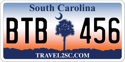 SC license plate BTB456