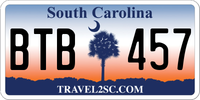 SC license plate BTB457