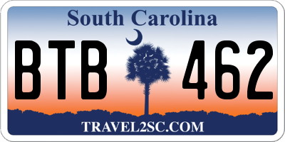 SC license plate BTB462