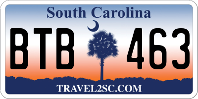 SC license plate BTB463