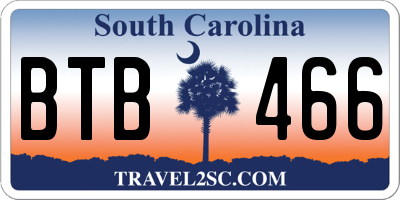 SC license plate BTB466