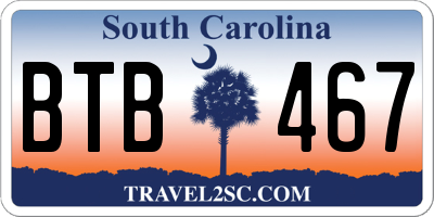 SC license plate BTB467